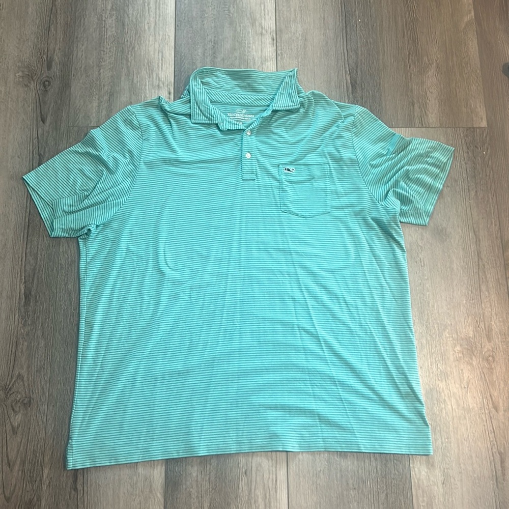 Vineyard vines Edgartown polo blue and teal 2XL shirt